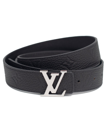 Louis Vuitton Reversible Leather Belt 30mm Embossing Black Silver
