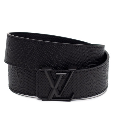 Louis Vuitton Leather Belt 40mm Embossing All Black